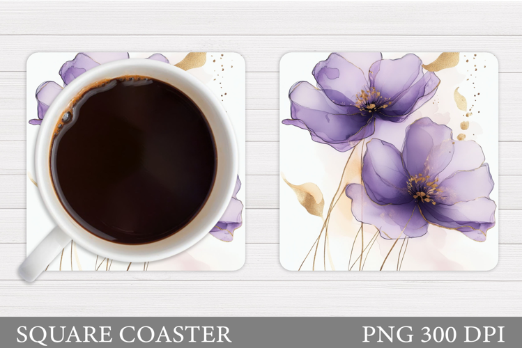 Flowers Coaster Sublimation. Floral Coaster Design