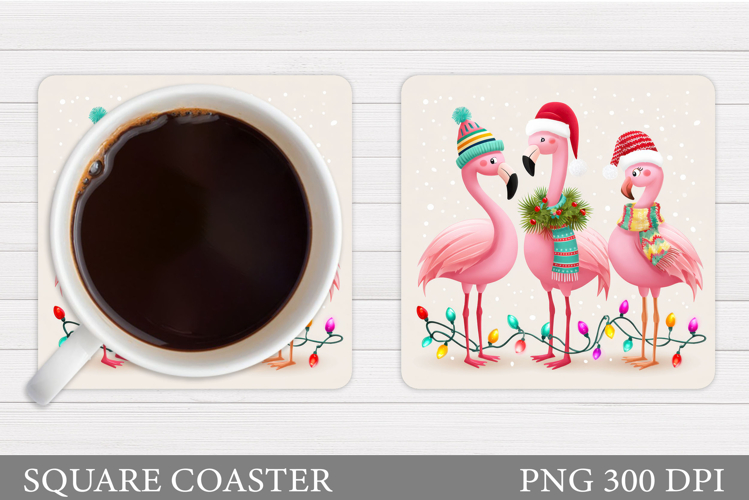 Christmas Flamingo Coaster. Christmas Coaster Design
