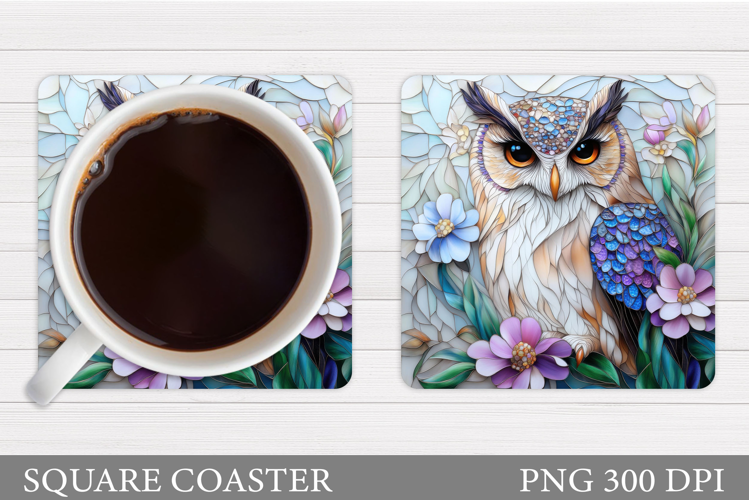 Owl Coaster Design. Owl Flowers Coaster Sublimation