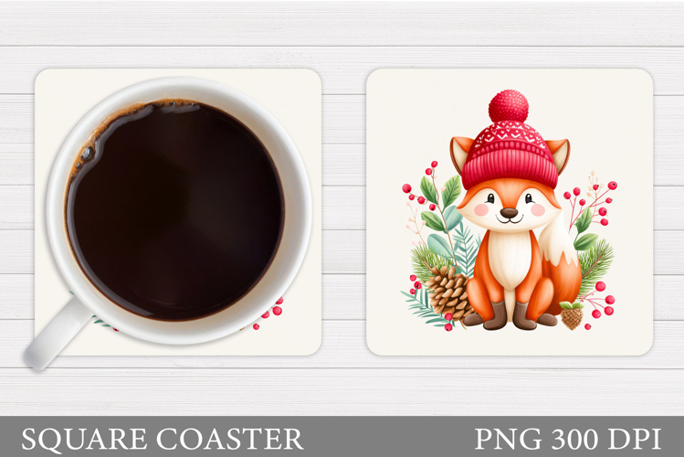 Christmas Fox Coaster. Christmas Coaster Sublimation