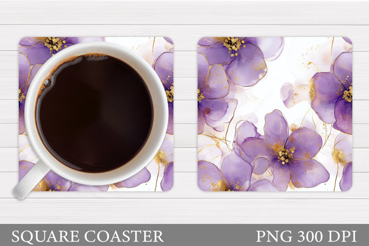 Flowers Coaster Sublimation. Floral Coaster Design