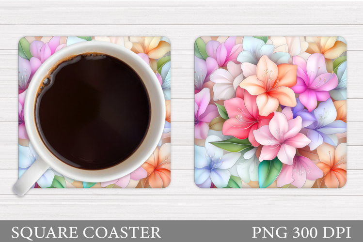 Flowers Coaster Sublimation. Floral Coaster Design