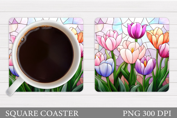 Tulips Coaster Design. Flowers Coaster Sublimation