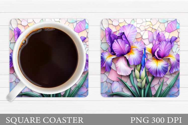 Flowers Coaster Design. Irises Coaster Sublimation example image 1
