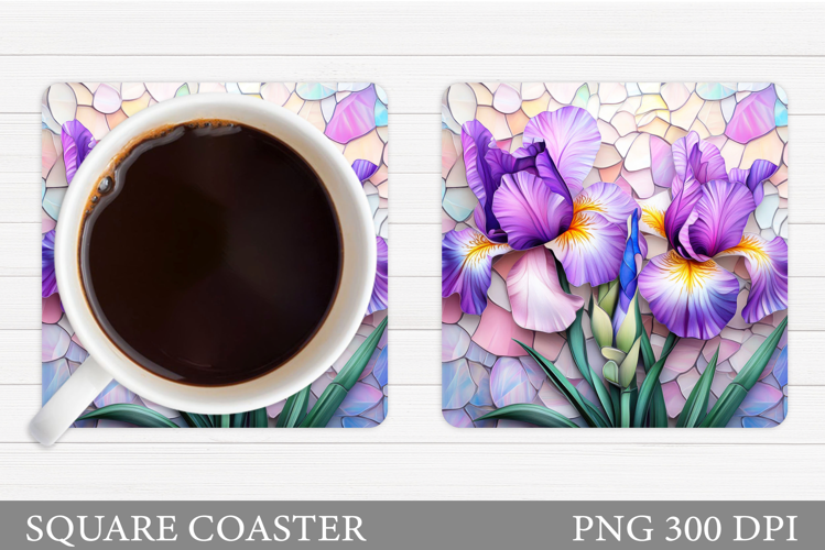 Flowers Coaster Design. Irises Coaster Sublimation