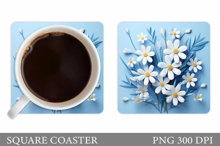 Flowers Coaster Design. 3D Flowers Coaster Sublimation