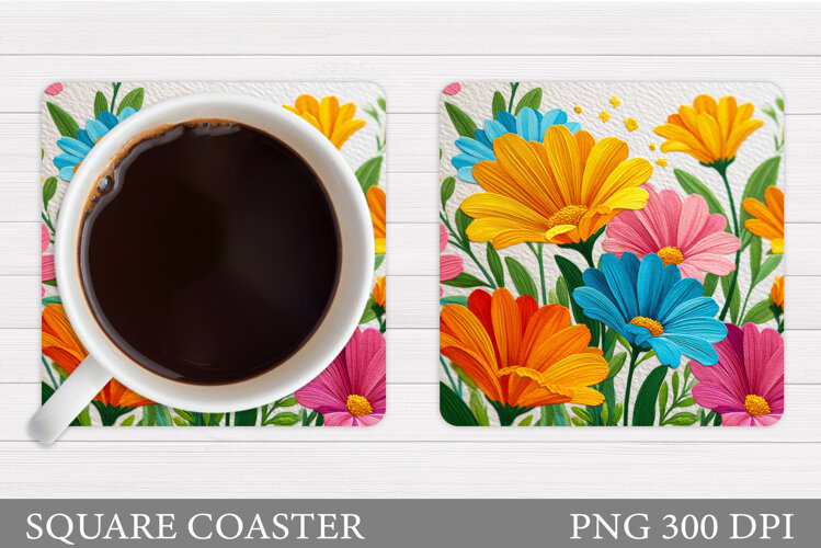 Floral Coaster Design. Flowers Coaster Sublimation example image 1
