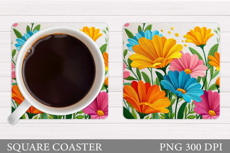 Floral Coaster Design. Flowers Coaster Sublimation