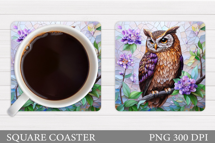 Owl Coaster Design. Owl Flowers Coaster Sublimation