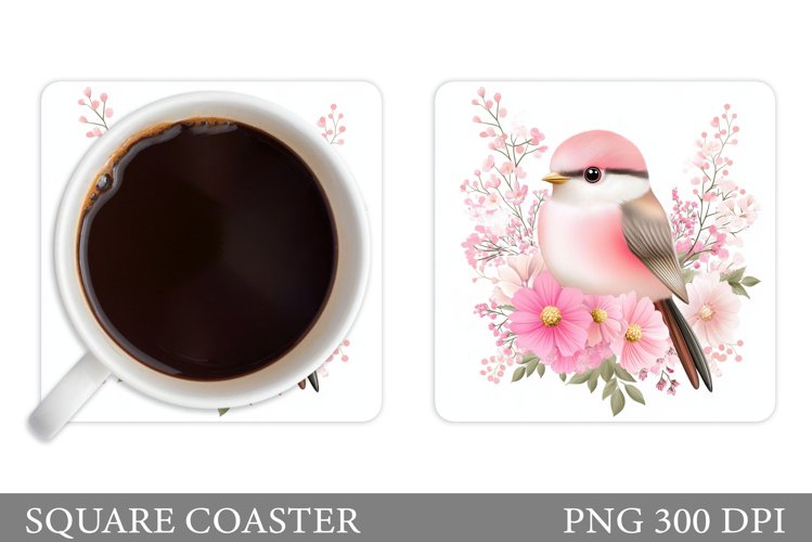 Bird Coaster Design. Bird Flowers Coaster Sublimation example image 1