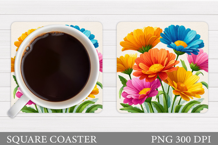 Wildflowers Coaster Design. Floral Coaster Sublimation