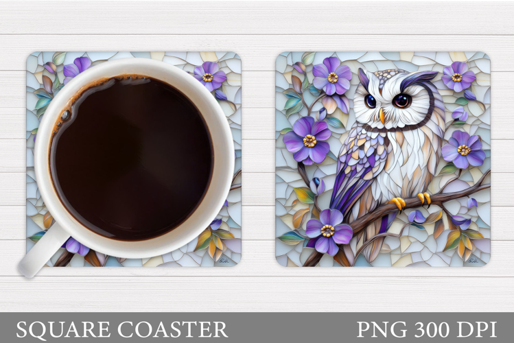 Owl Coaster Design. Owl Flowers Coaster Sublimation