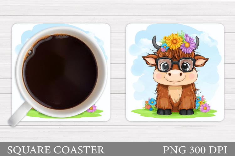 Cute Cow Coaster Design. Cute Cow Sublimation