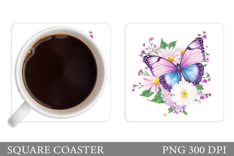 Butterfly Coaster Design. Butterfly Sublimation example image 1
