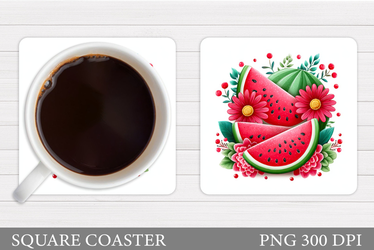Watermelon Coaster Design. Watermelon Square Coaster