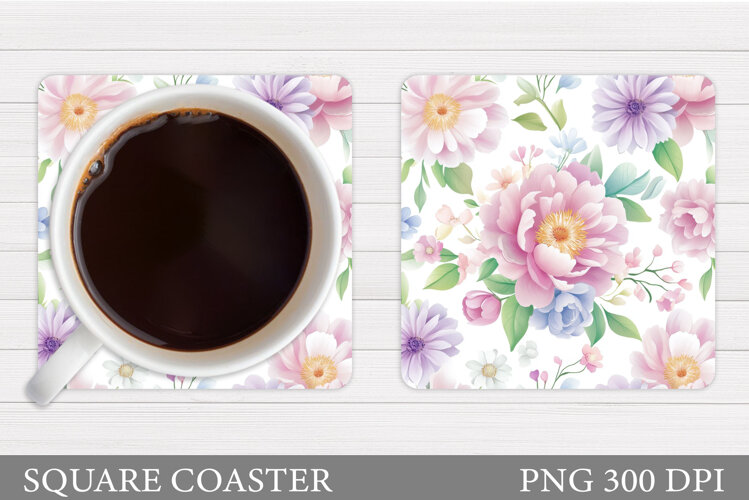 Flowers Coaster Sublimation. Floral Coaster Design example image 1