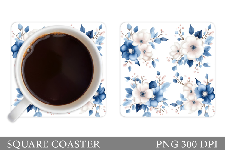 Flowers Coaster Sublimation. Floral Coaster Design