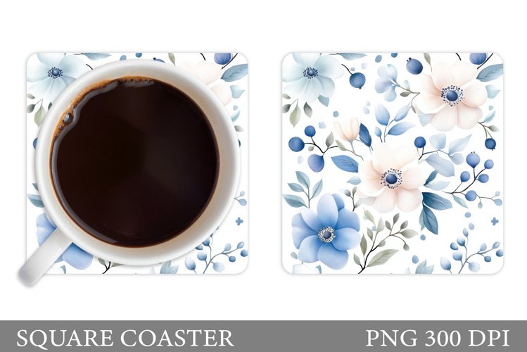 Flowers Coaster Sublimation. Floral Coaster Design