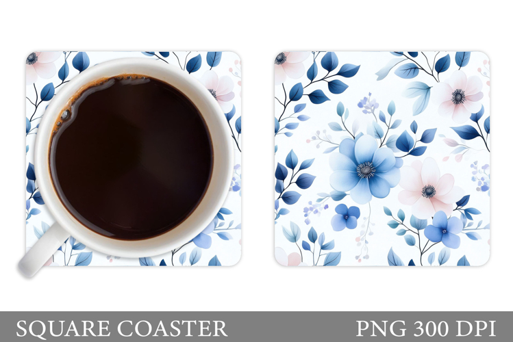 Flowers Square Coaster Sublimation. Flowers Coaster Design