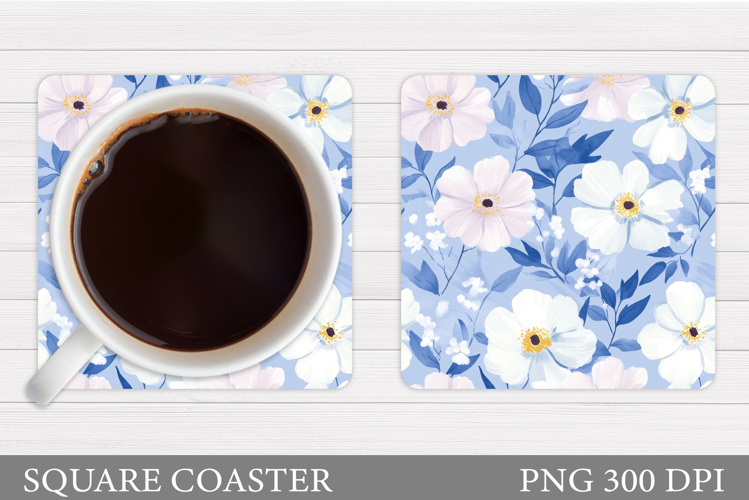 Flowers Coaster Sublimation. Floral Coaster Design