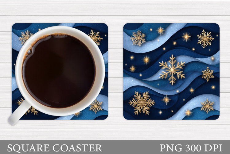 Snowflakes Coaster Design. Christmas Coaster Sublimation