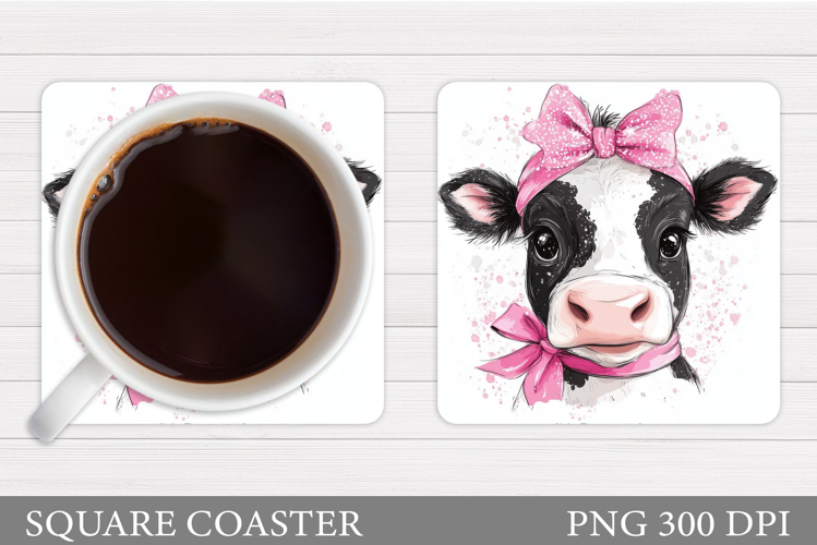 Cute Cow Coaster Design. Cute Cow Sublimation