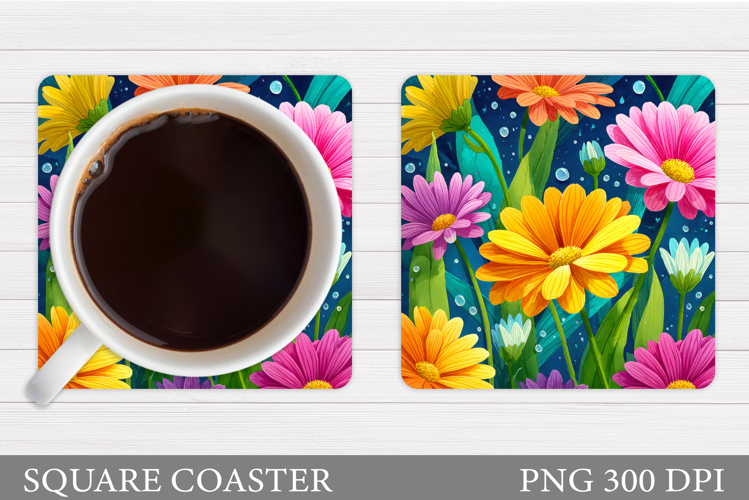 Wildflowers Coaster Design. Floral Coaster Sublimation
