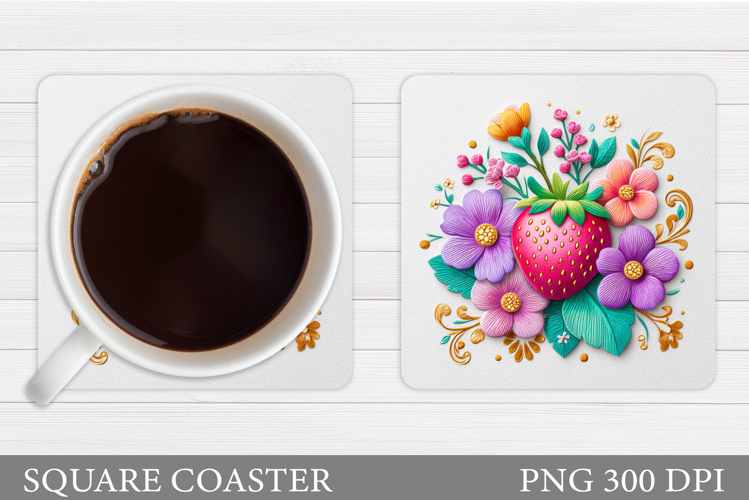 Strawberry Coaster Sublimation. Berries Coaster Design