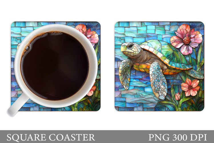 Turtle Square Coaster Design. Sea Turtle Coaster Sublimation