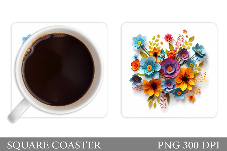 3D Flowers Coaster Design. Flowers Coaster Sublimation example image 1