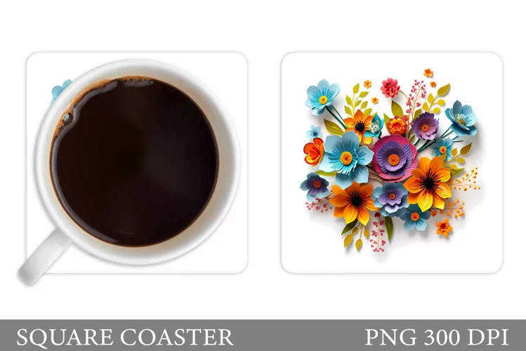 3D Flowers Coaster Design. Flowers Coaster Sublimation