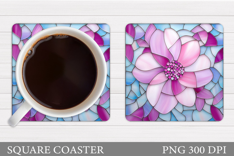 Flowers Square Coaster Sublimation. Flowers Coaster Design