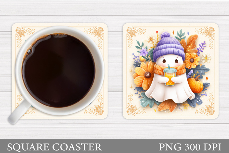 Cute Halloween Coaster Sublimation. Ghost Coaster Design