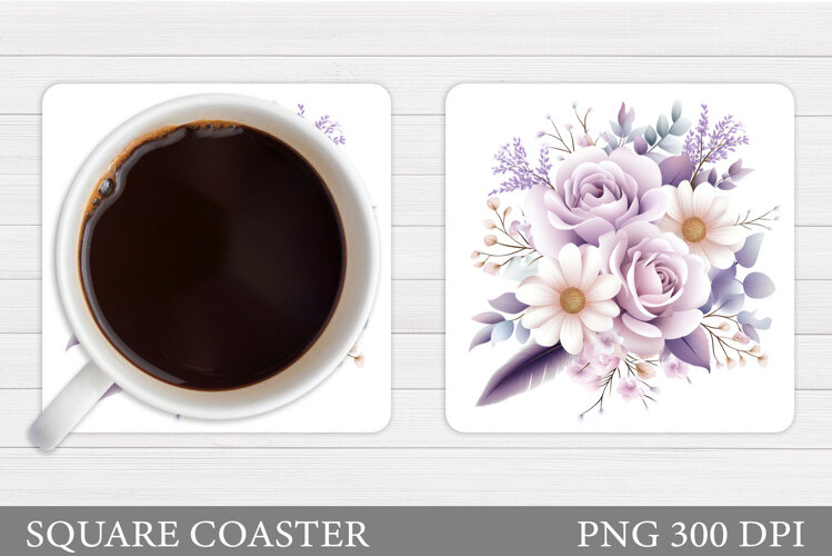 Roses Coaster Sublimation. Flowers Coaster Design example image 1