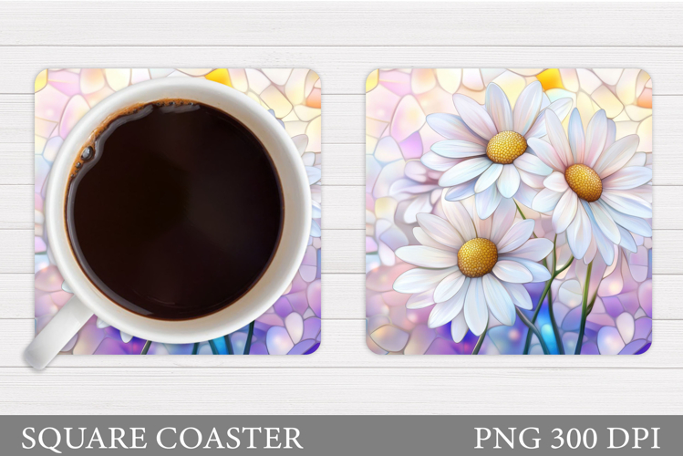 Daisy Coaster Design. Floral Coaster Sublimation