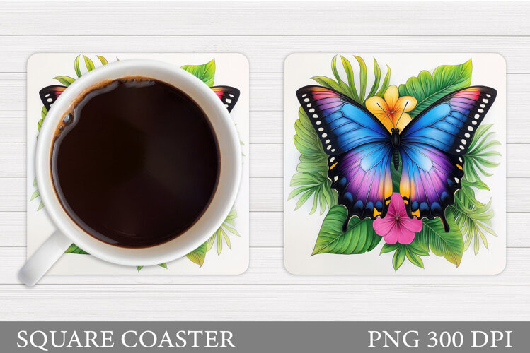 Butterfly Coaster Design. Butterfly Sublimation example image 1