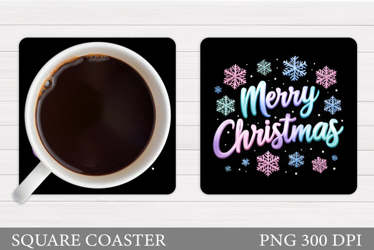 Merry Christmas Coaster. Christmas Coaster Sublimation example image 1