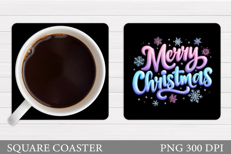 Merry Christmas Coaster. Christmas Coaster Sublimation example image 1