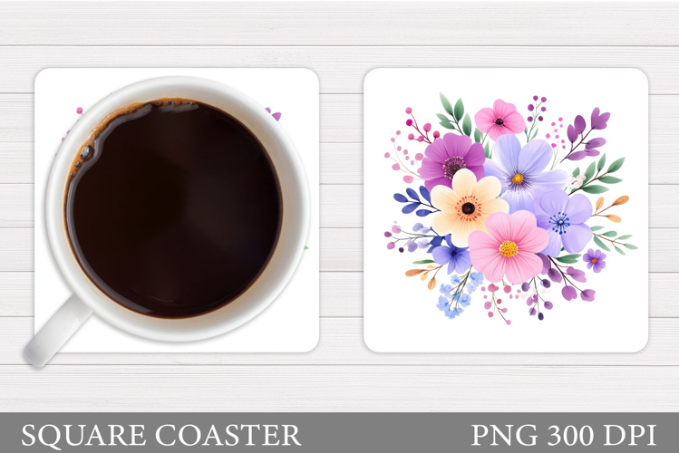 Floral Coaster Design. Flowers Coaster Sublimation
