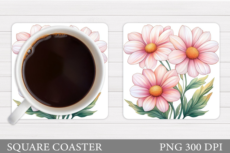 Daisy Flowers Coaster Design. Flowers Sublimation