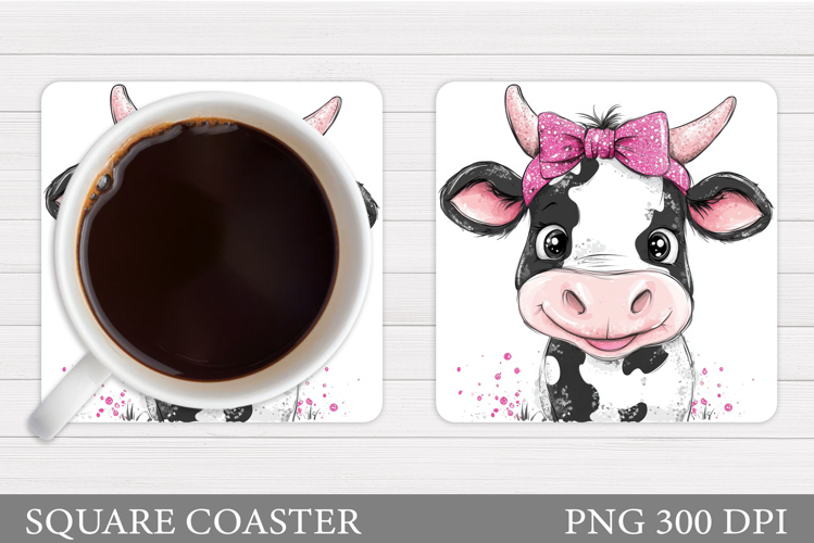 Cute Cow Coaster Design. Cute Cow Sublimation