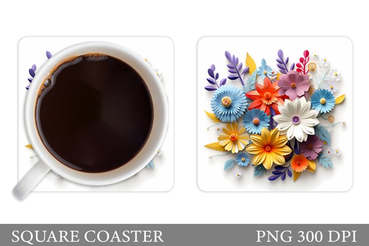 3D Flowers Coaster Design. Flowers Coaster Sublimation example image 1