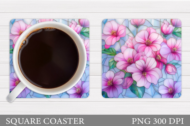 Flowers Square Coaster Sublimation. Flowers Coaster Design