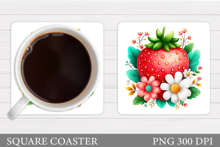 Strawberry Coaster Sublimation. Berries Coaster Design