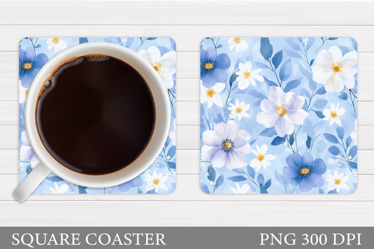 Flowers Coaster Sublimation. Floral Coaster Design