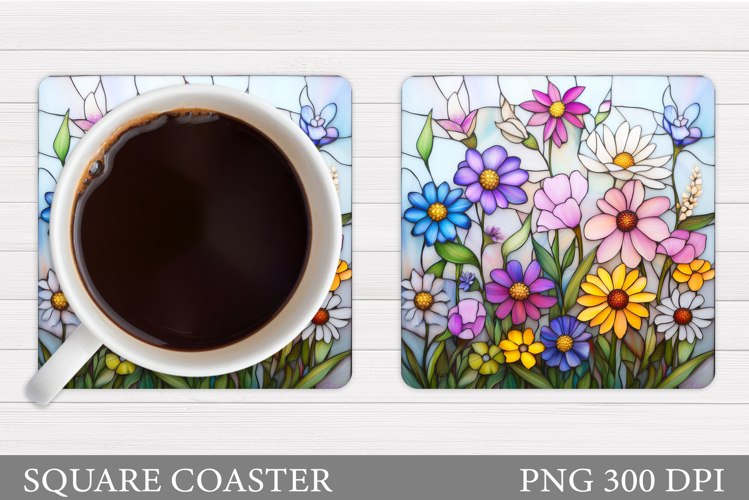 Wildflowers Coaster Design. Floral Coaster Sublimation