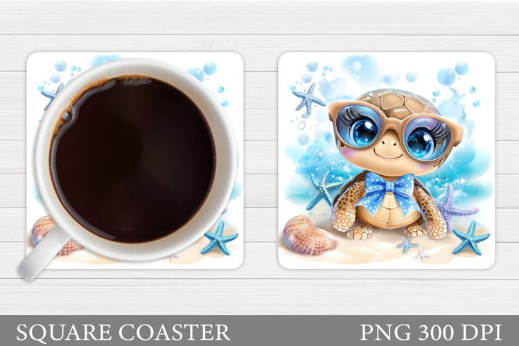 Sea Turtle Coaster Design. Cute Turtle Coaster Sublimation