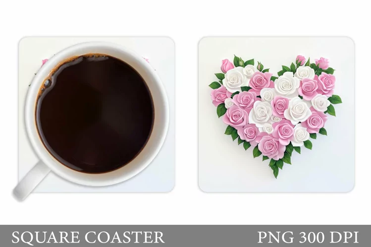 Roses Coaster Sublimation. Flowers Coaster Design