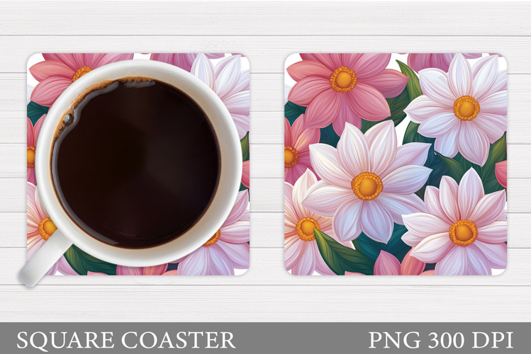 Floral Coaster Design. Flowers Coaster Sublimation