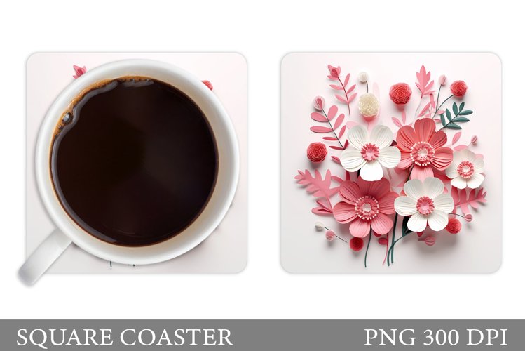 Flowers Coaster Design. 3D Flowers Coaster Sublimation example image 1